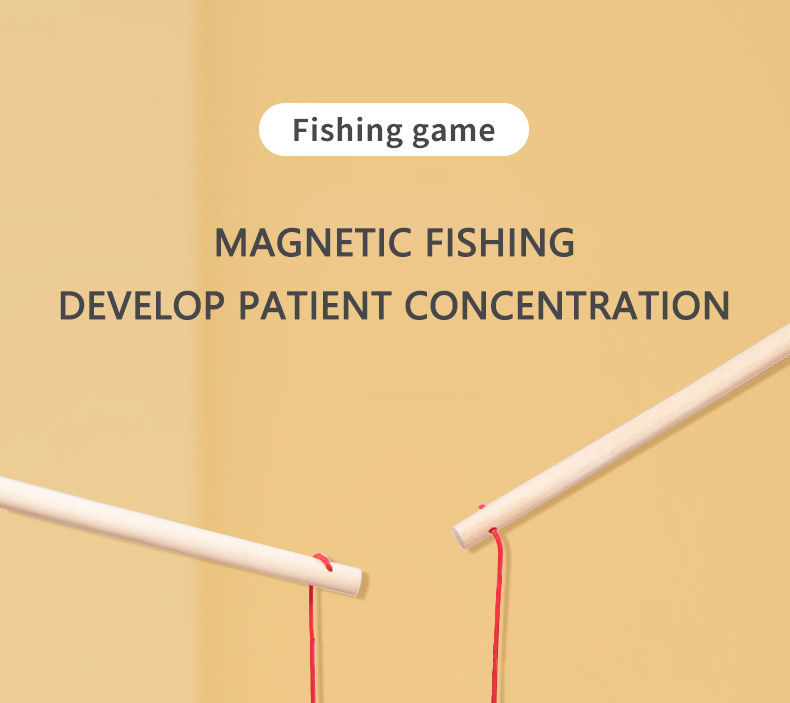 Thumbnail: Wooden Magnetic Fishing Toys for Children Marine Life Cognition Fish Games Baby 