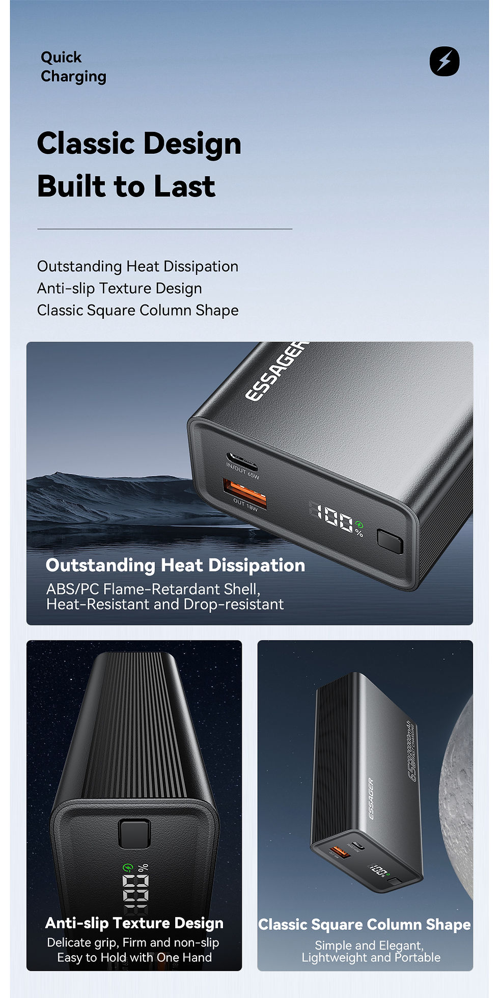 Thumbnail: Essager Power Bank 20000mAh Portable PD 65W Fast Charging  Mobile Phone External