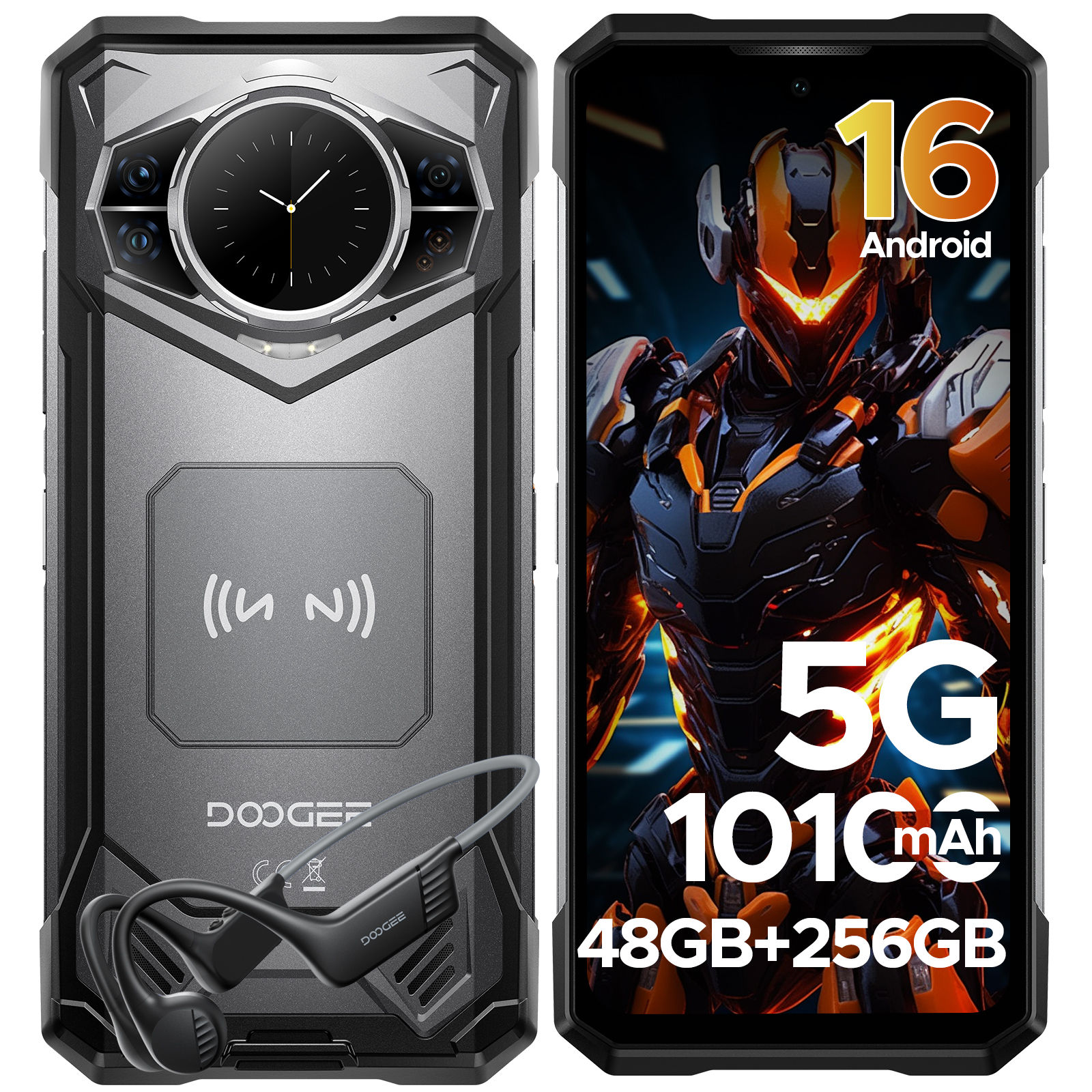 DOOGEE S200 VIP 5G Rugged Phone 1.32" Rear Display 48GB 256GB 6.72" 100MP Camera