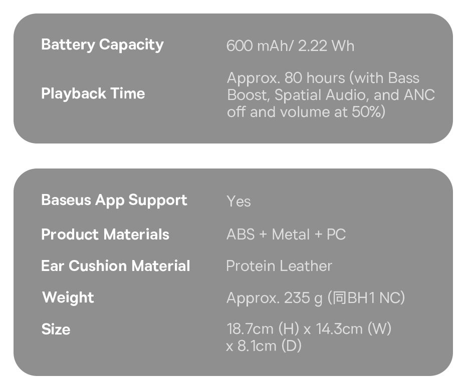 Thumbnail: Baseus Bass EH10 NC Wireless Headphones Bluetooth 6.0 Noise Canceling 45dB Over 