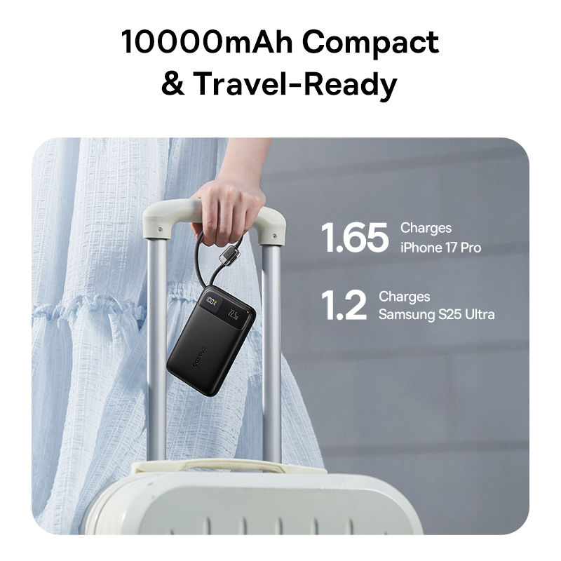 Thumbnail: Baseus 10000mAh Power Bank 22.5W Built-In Dual USB-C Cable Thinner Fast Charging