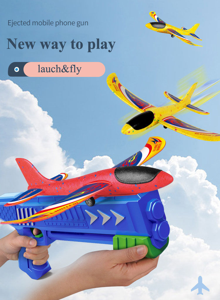 Thumbnail: Kids 24/34cm Foam Plane Launcher Outdoor Toy for Boys Sport Catapult Game Childr