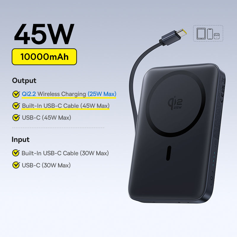Thumbnail: Baseus Qi2 Magnetic Power Bank 10000mah 15W Wireless Charging 22.5W Wired Charge