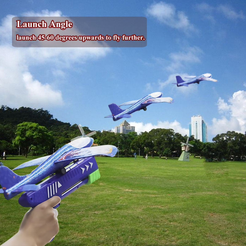 Thumbnail: Kids 24/34cm Foam Plane Launcher Outdoor Toy for Boys Sport Catapult Game Childr
