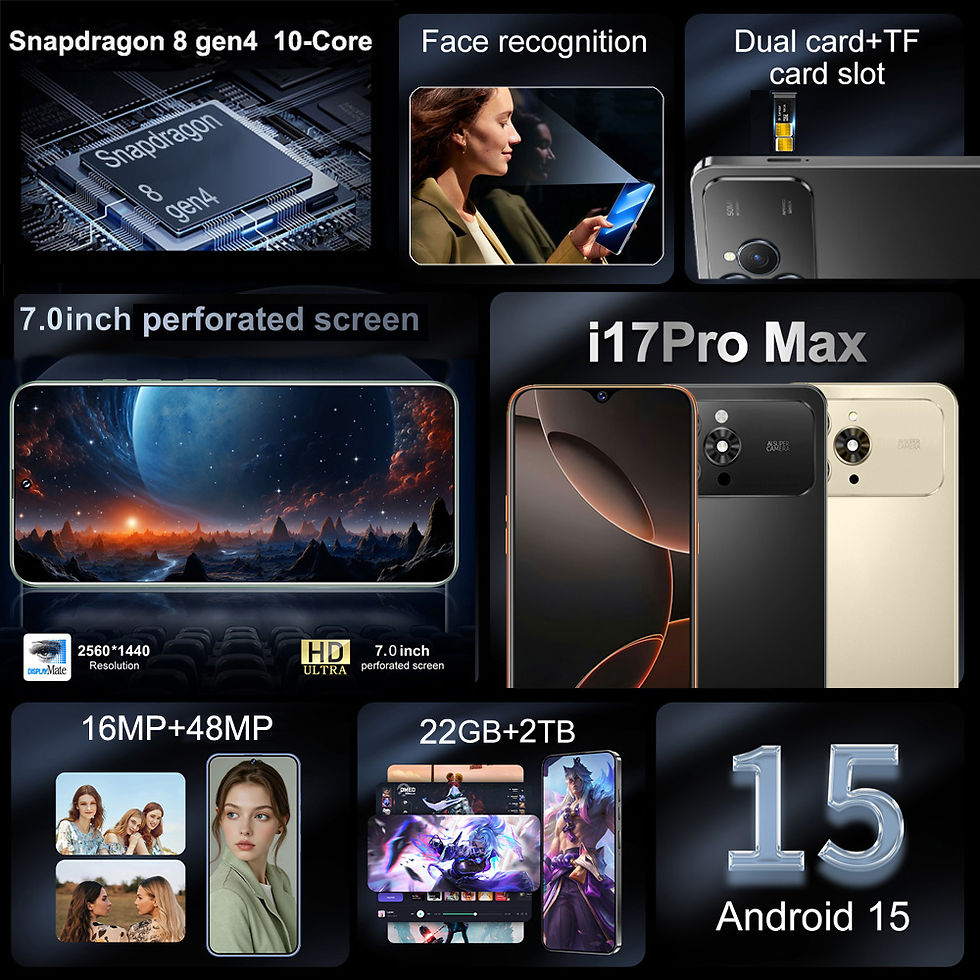 Thumbnail: 2026 Brand New For Ai 17 Pro Max Smartphone 5G 7.0HD 22G 2TB Dual Card Dual Andr