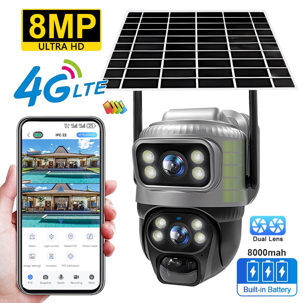 V380 Dual Lens 4G Camera Solar PIR Human Detection Night Vision Waterproof Secur