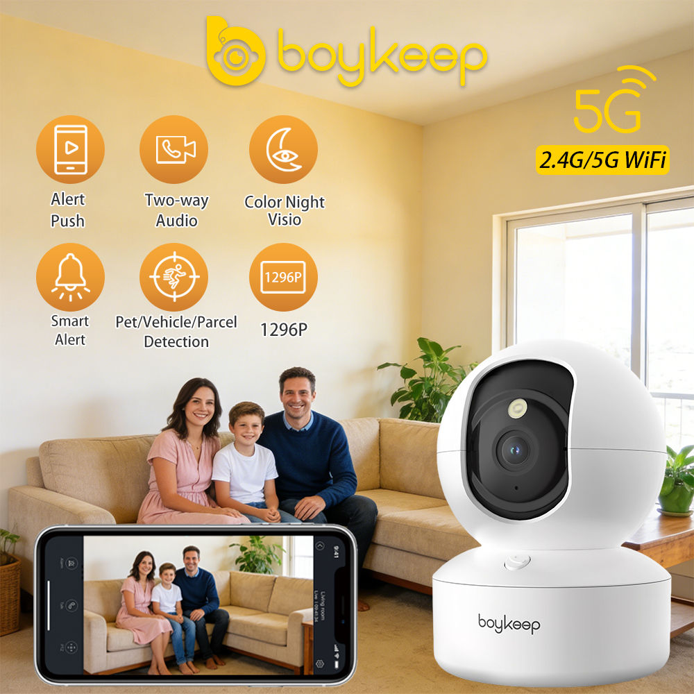 BoyKeep 2K Smart WiFi Security Camera Dual Band 5G/2.4GHz Indoor Surveillance Ca
