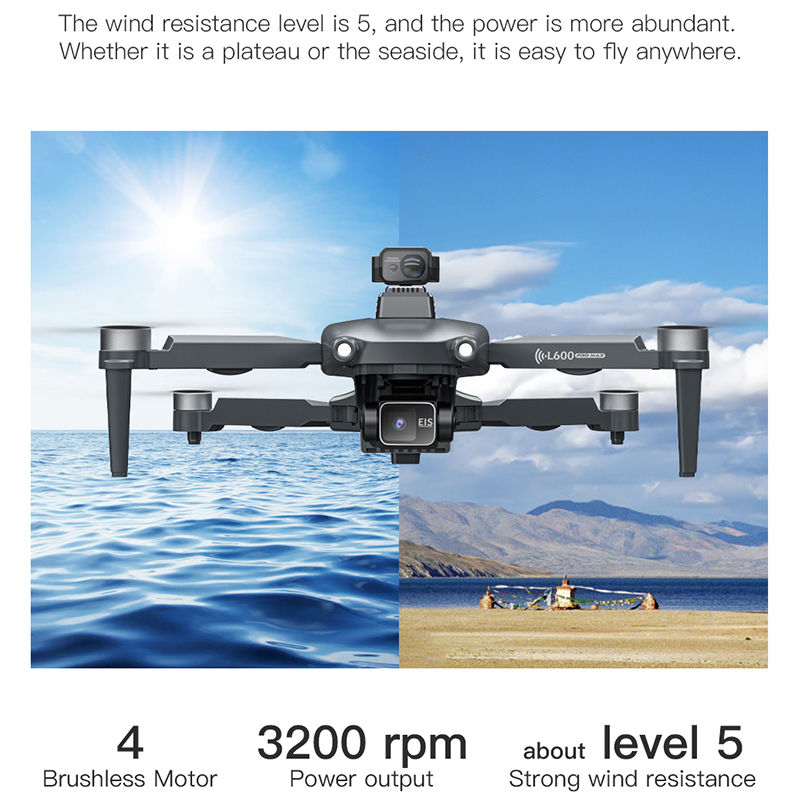 Thumbnail: New L600 PRO MAX/PRO GPS Drone 5KM 4K Professional HD Dual Camera 3-Axis Gimbal 