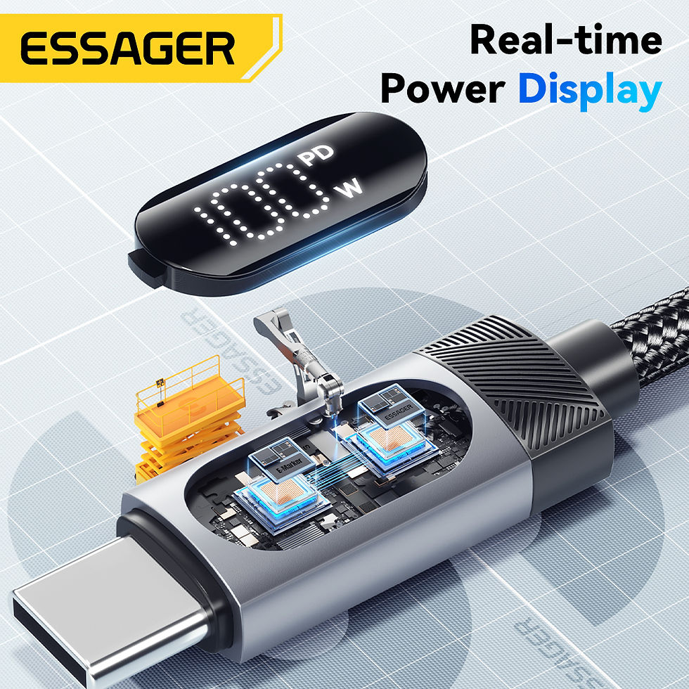 Thumbnail: Essager Digital Dispaly USB C Cable For iPhone 17 16 15 Xiaomi Huawei 100W PD Fa