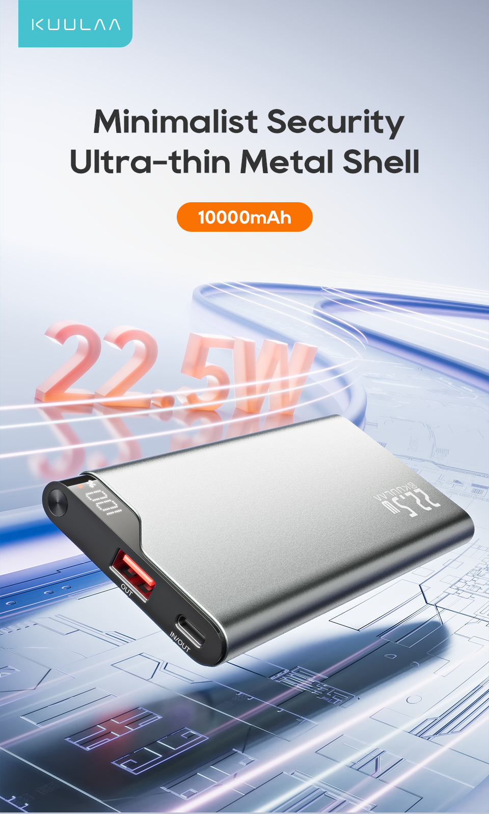 Thumbnail: KUULAA 22.5W Power Bank 10000mAh Portable Charger PowerBank Fast Charging Extern