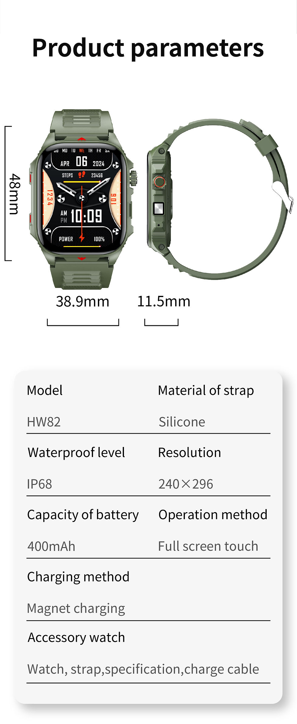 Thumbnail: Electronic Smart Watch BT Call Heart Rate Monitor Smartwatch Fitness Tracker Wat