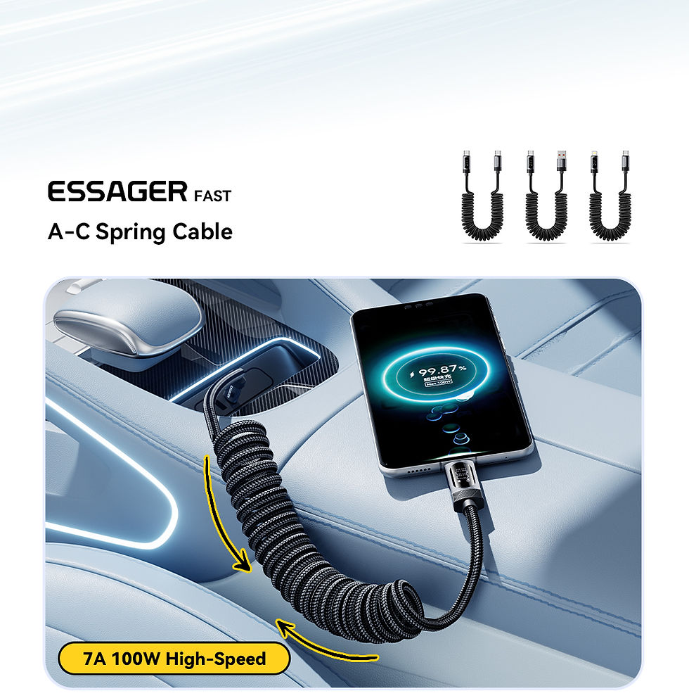 Thumbnail: Essager Digital Dispaly USB C Cable For iPhone 17 16 15 Xiaomi Huawei 100W PD Fa