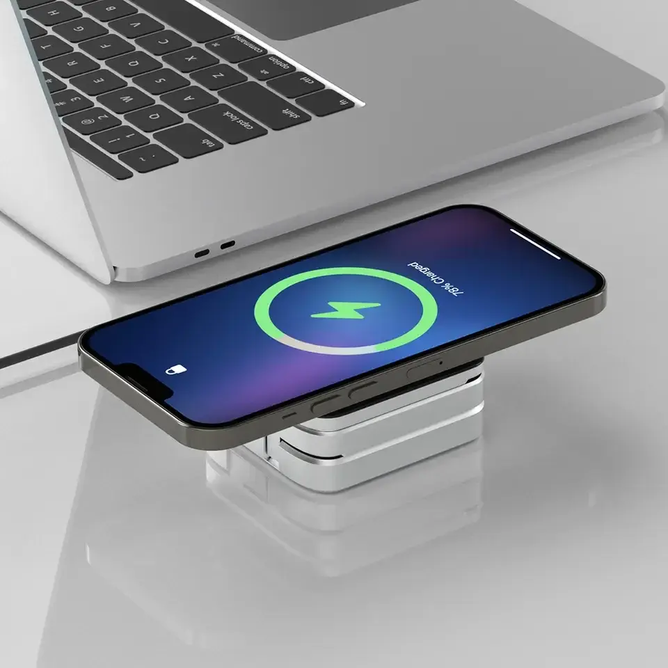 Thumbnail: Travel 3 in 1 Magnetic Wireless Charger Foldable Stand Dock for IPhone 15, 14, A