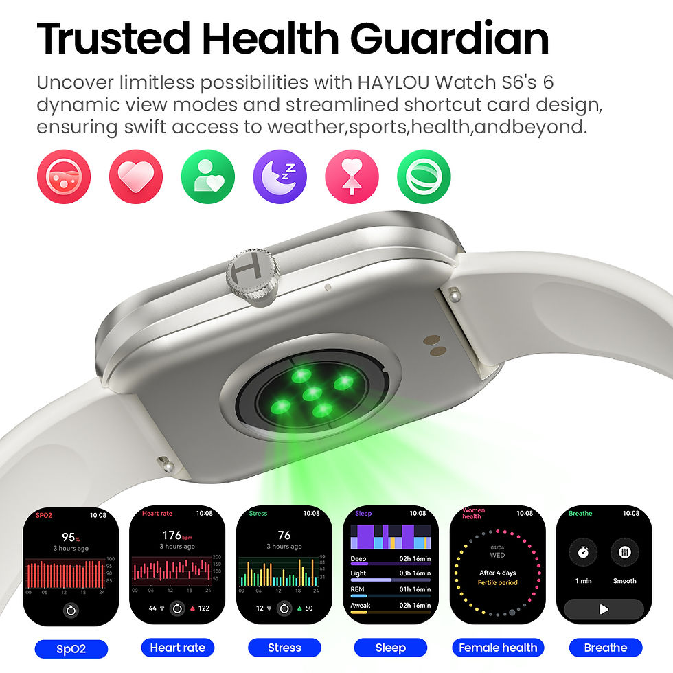 Thumbnail: HAYLOU Watch S6 Voice Calling Smart Watch Men Health Monitoring IP68 Waterproof 