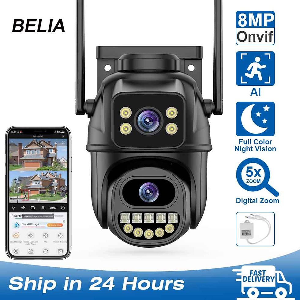 Thumbnail: 4K 8MP WiFi Surveillance Camera, Dual Lens, 4X Digital Zoom, AI Human Detect, ON