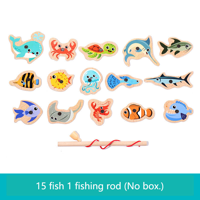 Thumbnail: Wooden Magnetic Fishing Toys for Children Marine Life Cognition Fish Games Baby 