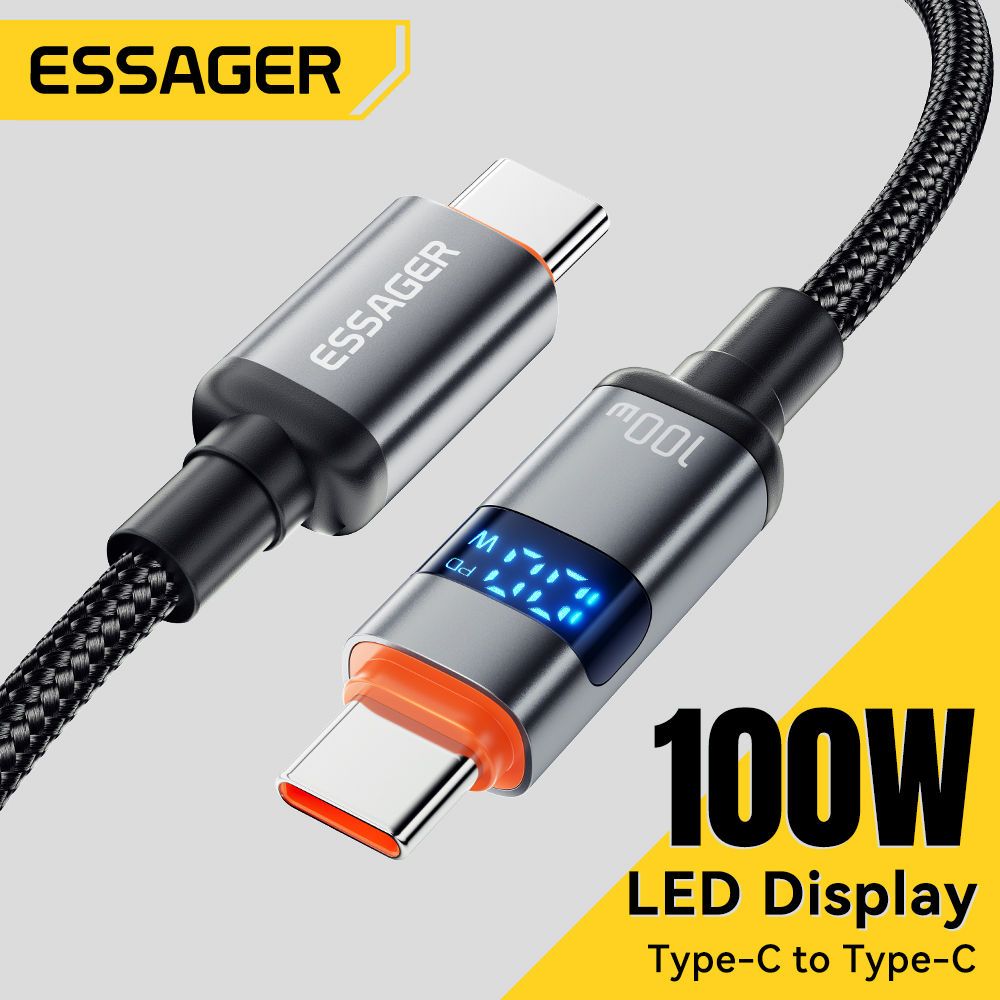 Essager Digital Dispaly USB Type C To USB C Cable For Huawei mate60 100W Fast Ch