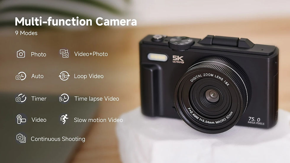 Thumbnail: 5K Digital Camera for Photography 75MP 18X Digital Zoom Vintage Vlog Video Recor