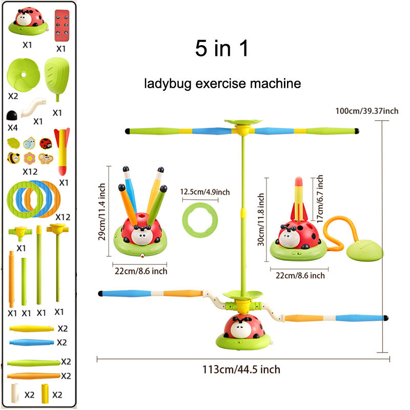 Thumbnail: 4 Styles Ladybug Multifunction Exercise Machine Ferrule Jump Rocket Launcher Toy
