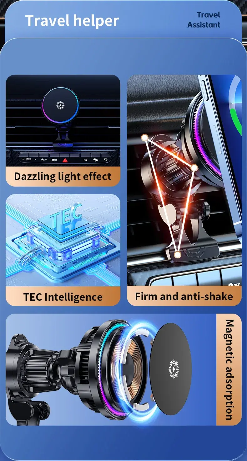 Thumbnail: 15W Ice Cooling Magnetic Wireless Car Charger Fast Charging Station For iPhone 1