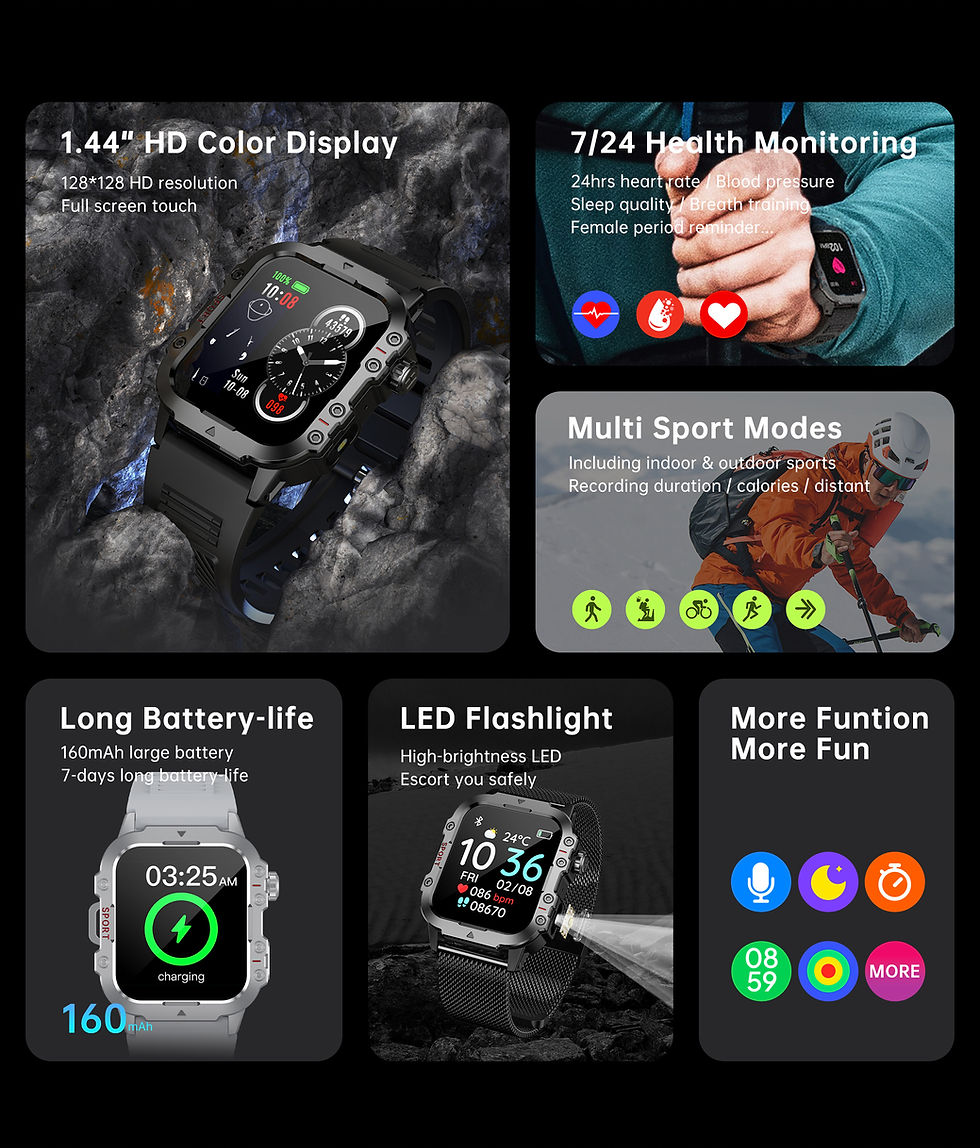 Thumbnail: 2026 New Military Smart Watch Men IP67 3ATM Outdoor Sports Fitness Tracker Healt