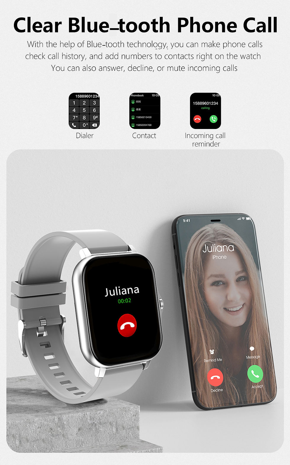 Thumbnail: 1.83'' Sport Smart Watch Fitness Clock Health Monitor Waterproof Smartwatch Wire