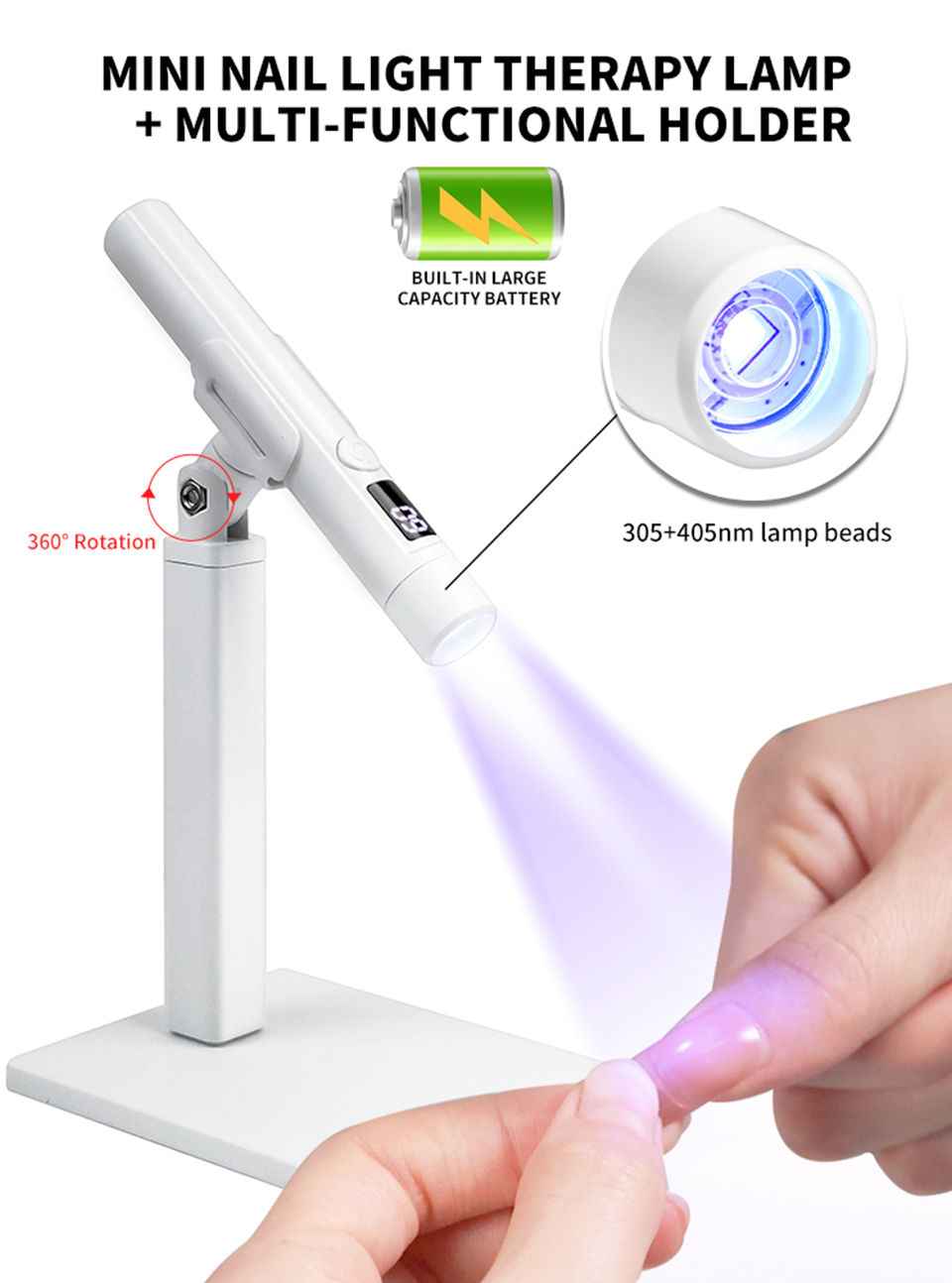 Thumbnail: Professional Nail UV LED Lamp Desk With Display Rechargeable Portable Mini Nail 