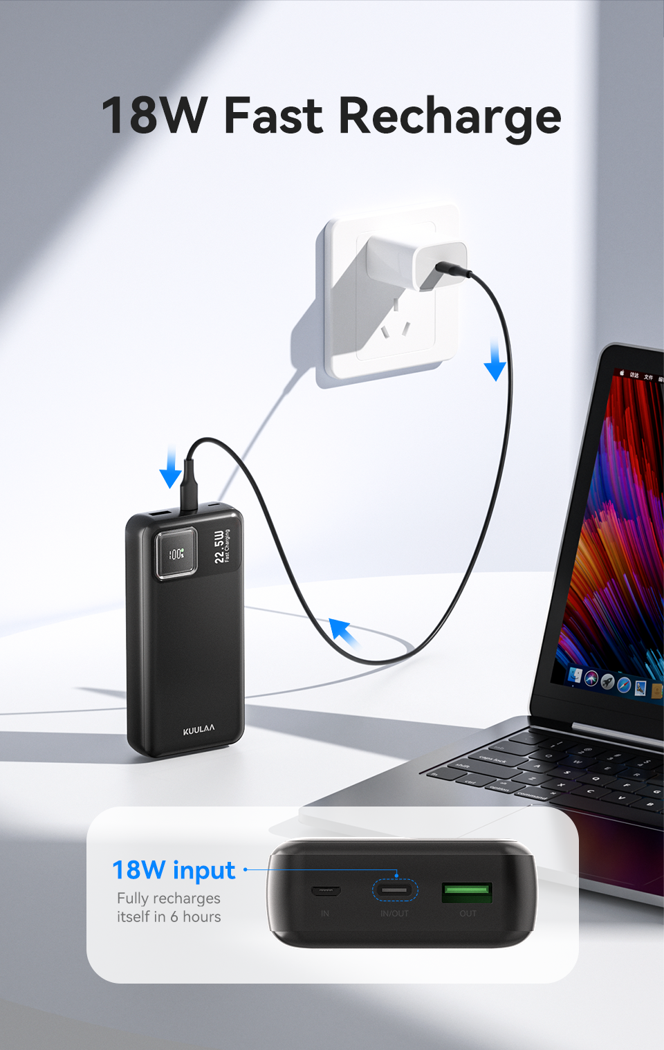 Thumbnail: KUULAA 20000mAh Power Bank Portable External Battery 22.5W Fast Charging Portabl