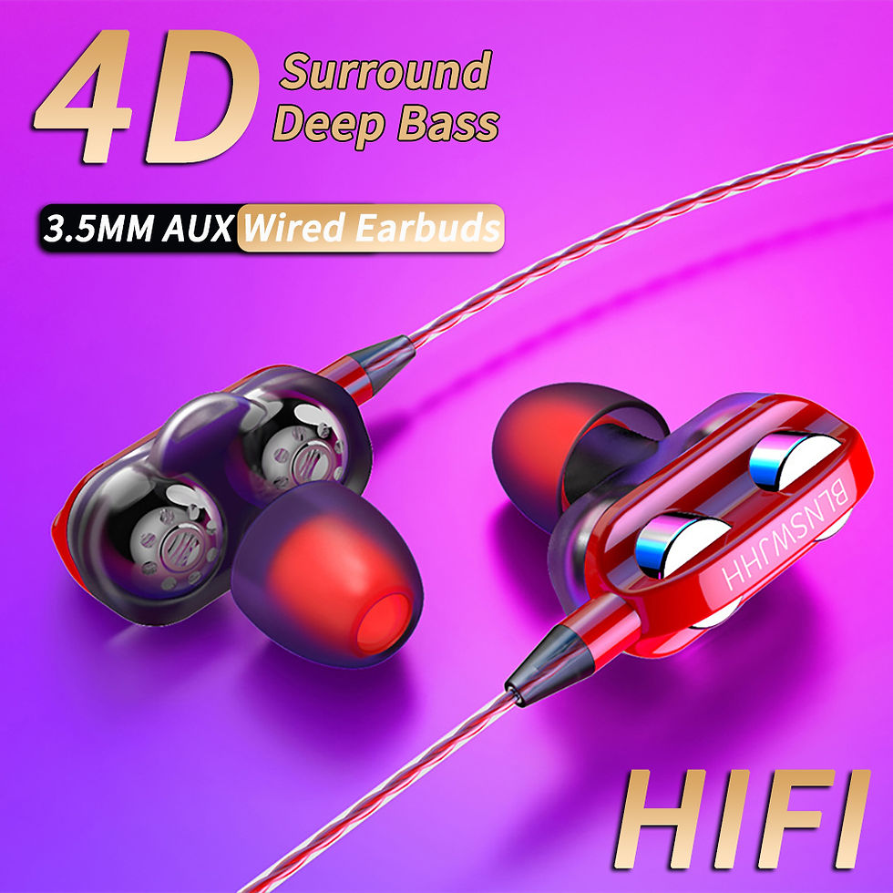 Thumbnail: 3.5mm Wired Headphones Noise Canceling In-Ear Sports Earphone Dual Driver Bass S