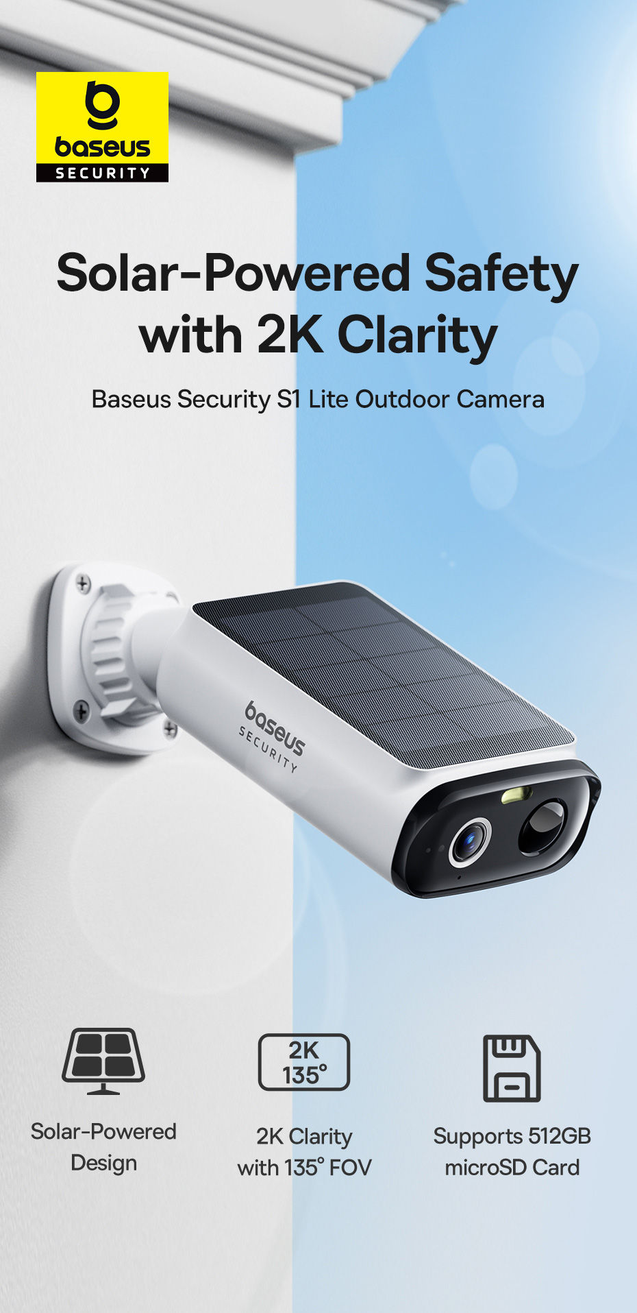 Thumbnail: Baseus Security S1 Lite Solar Security Camera Wireless Outdoor Camera Continuous