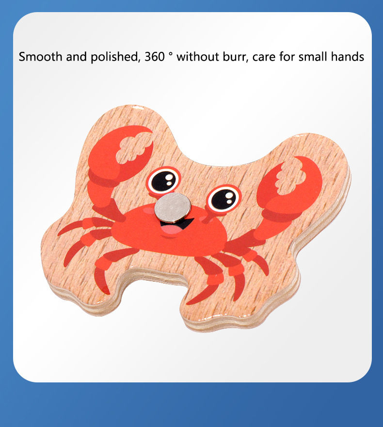 Thumbnail: Wooden Magnetic Fishing Toys for Children Marine Life Cognition Fish Games Baby 