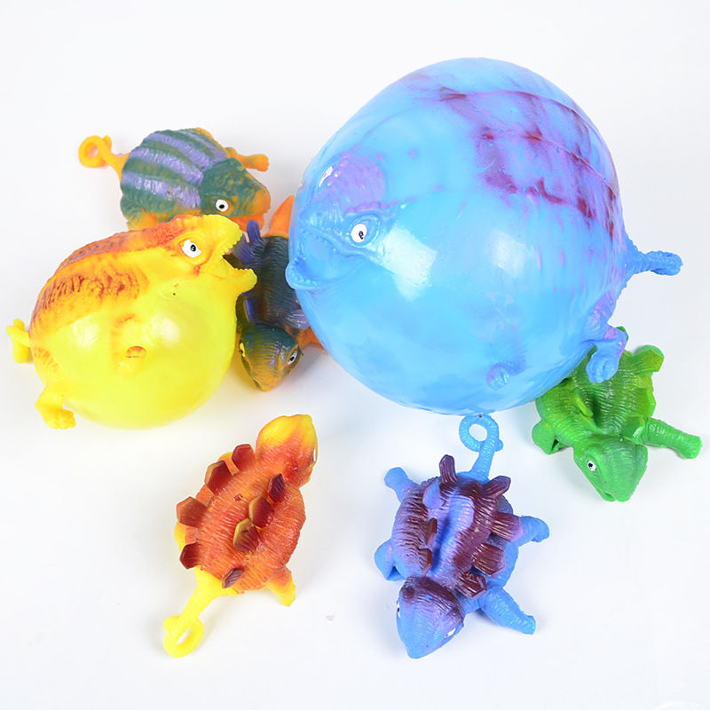Thumbnail: Kids Funny Dinosaur Animals Inflate Vent Balls Toy Squeeze Soft Ball Balloon Fid
