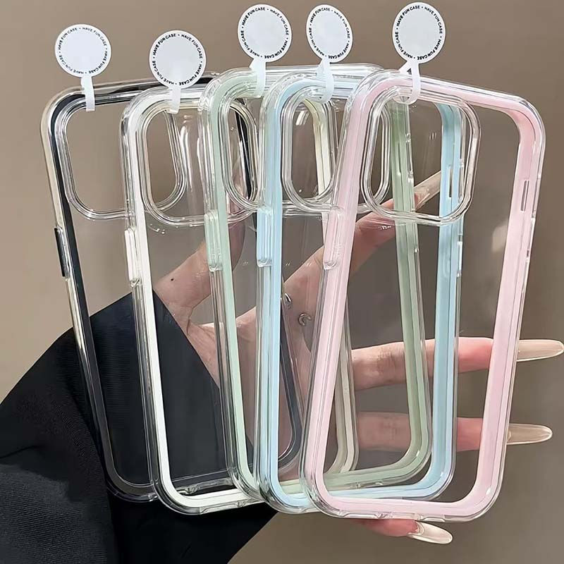 Thumbnail: Luxury Candy Color Frame Clear Back Phone Case For iPhone 17 16 15 14 13 12 Pro 