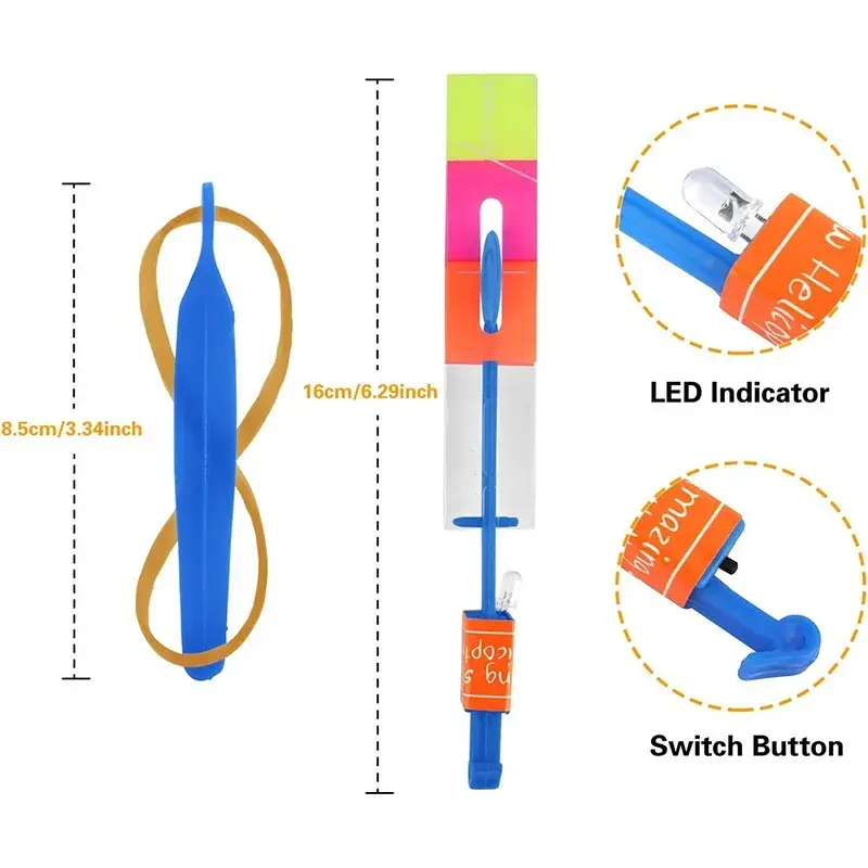 Thumbnail: Outdoor Flash Rocket toy LED Lights Glowing Slingshot Rocket Helicopter Flying T