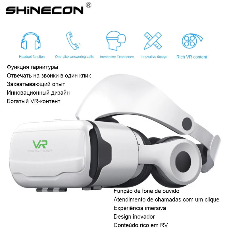 Thumbnail: VR Glasses Virtual Reality 3D Headset Helmet For Android iPhone Smartphone Mobil