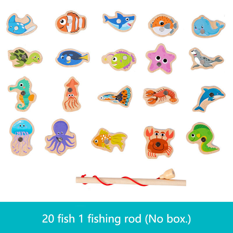 Thumbnail: Wooden Magnetic Fishing Toys for Children Marine Life Cognition Fish Games Baby 