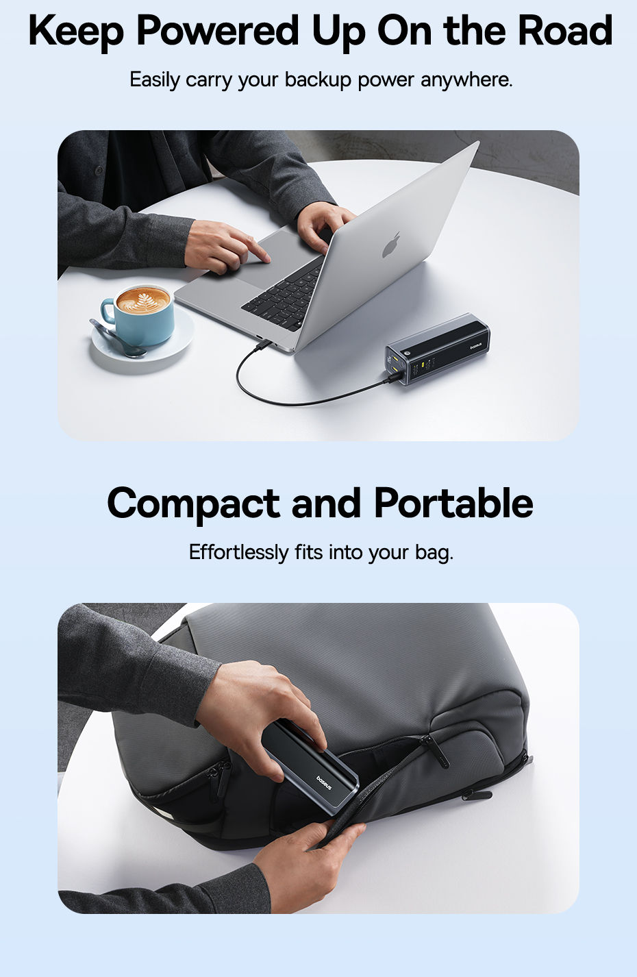 Thumbnail: Baseus 145W Power Bank 20800mAh Dual USB A USB C PD 100W Fast Charging Digital D