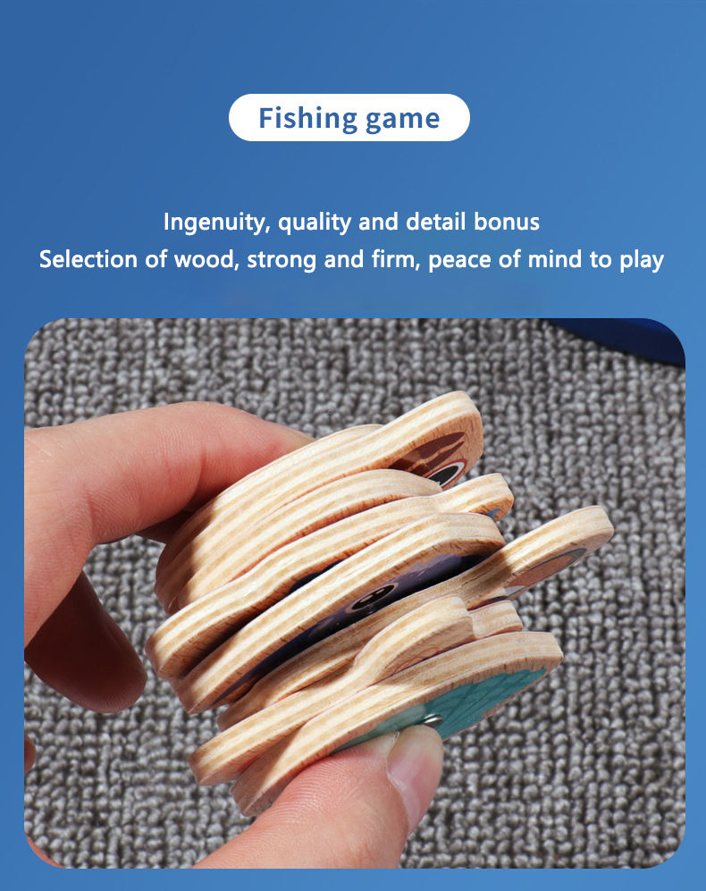 Thumbnail: Wooden Magnetic Fishing Toys for Children Marine Life Cognition Fish Games Baby 