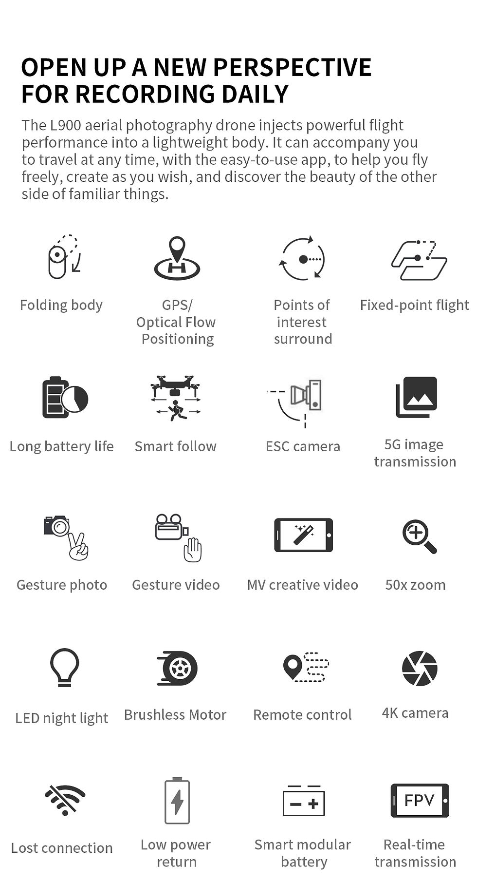 Thumbnail: Drone L900 Pro 4K Professional 5G GPS HD Dual Camera Photography Brushless Folda