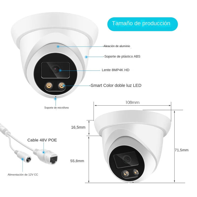 Thumbnail: New 4K 8MP IP Camera Audio Outdoor AHD H.265 Onvif Wide Angle 2.8mm AI Color Nig