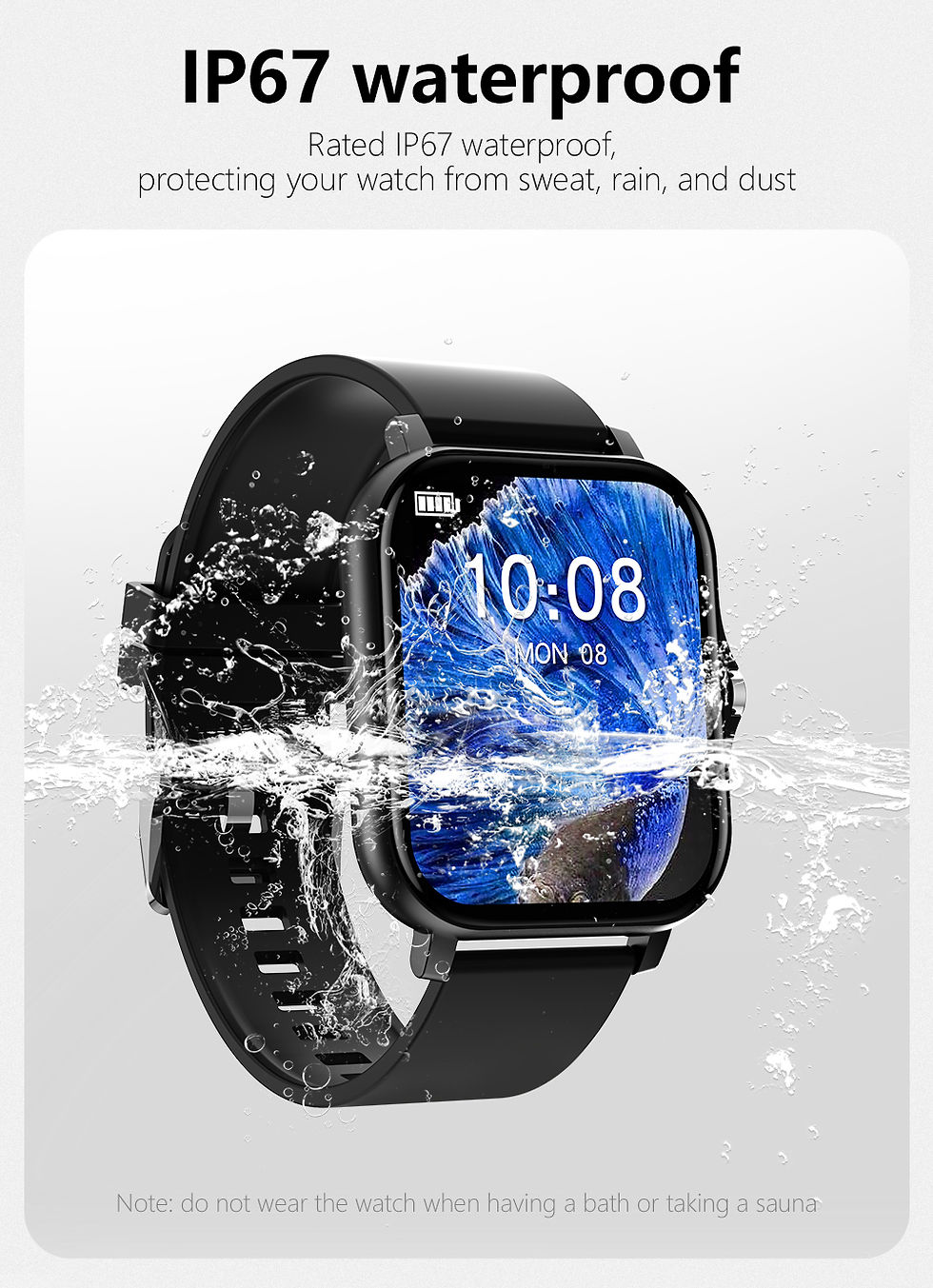 Thumbnail: 1.83'' Sport Smart Watch Fitness Clock Health Monitor Waterproof Smartwatch Wire