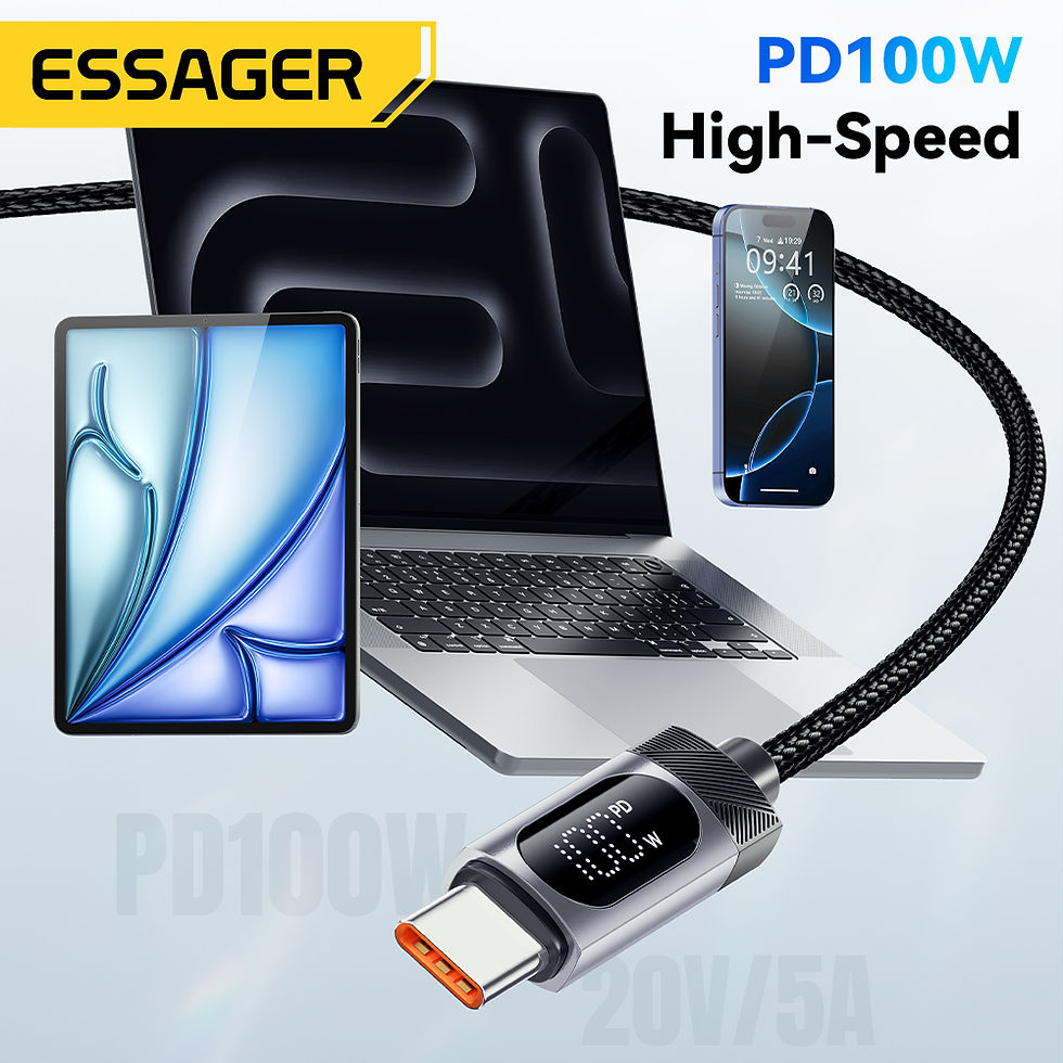 Thumbnail: Essager Digital Dispaly USB C Cable For iPhone 17 16 15 Xiaomi Huawei 100W PD Fa