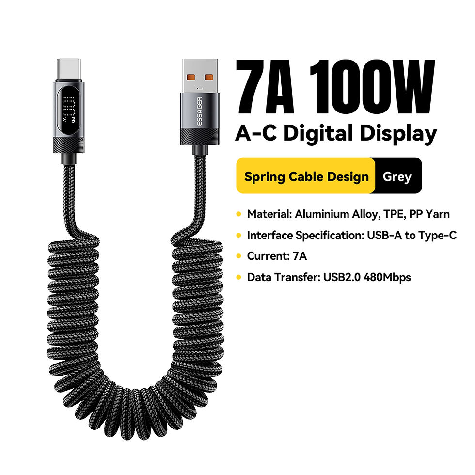 Thumbnail: Essager Digital Dispaly USB C Cable For iPhone 17 16 15 Xiaomi Huawei 100W PD Fa