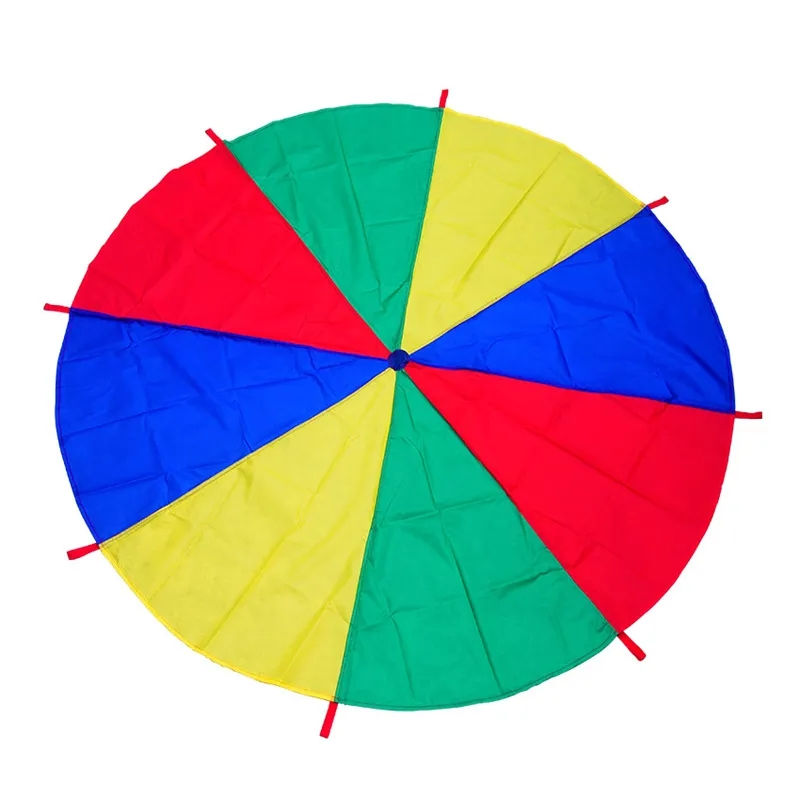 Thumbnail: 2M Diameter Children's Outdoor Team Game Prop Rainbow Parachute Toy Jumping Bag 
