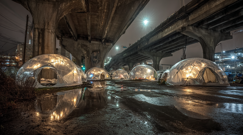 High angle view of a futuristic sustainable urban design model
