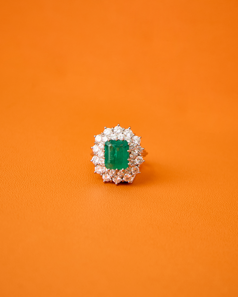 Emerald Radiance Halo Ring