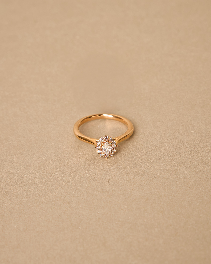 Rose Petal Halo Diamond Engagement Ring