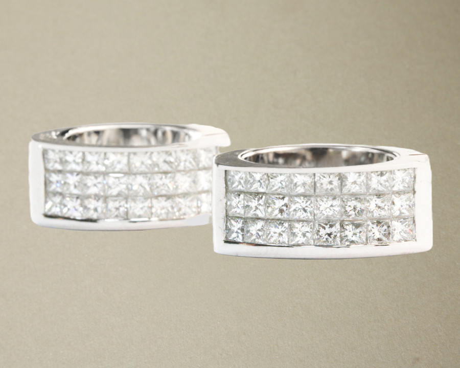 Princess Grid Diamond Earrings