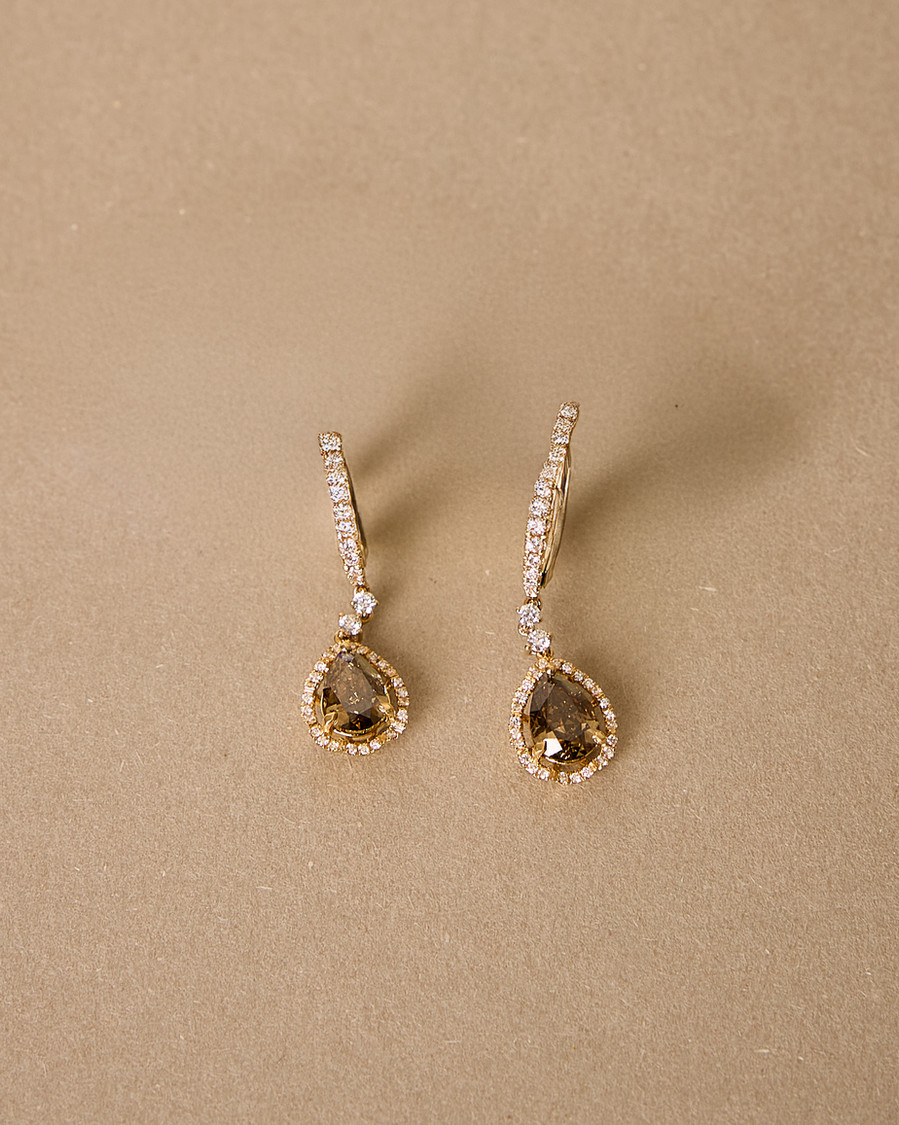 Golden Pear Diamond Earrings