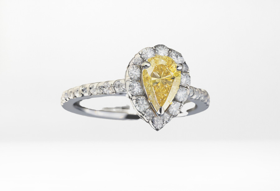 Pear Shape Yellow Engagement Ring
